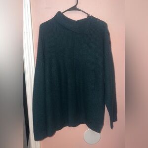 Garnet Hill Women's Recycled-Cashmere Button Shoulder Turtleneck Sweater- XL